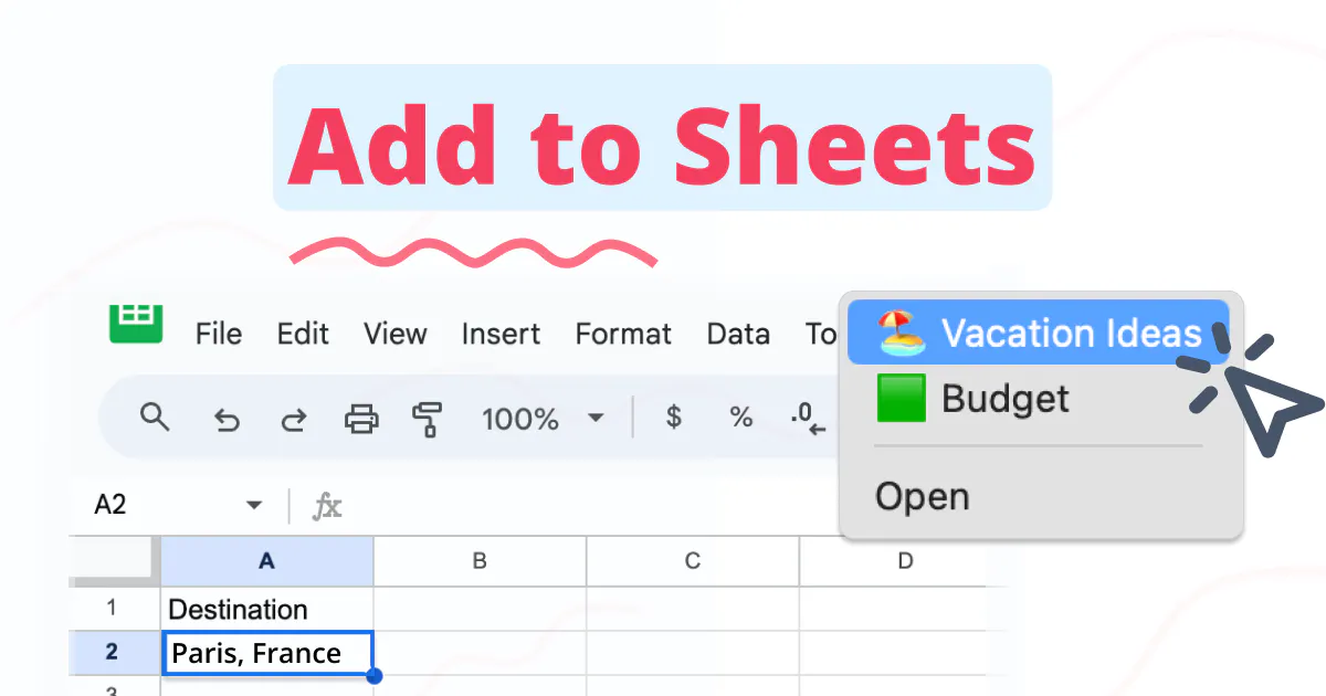 Add to Sheets Chrome Extension