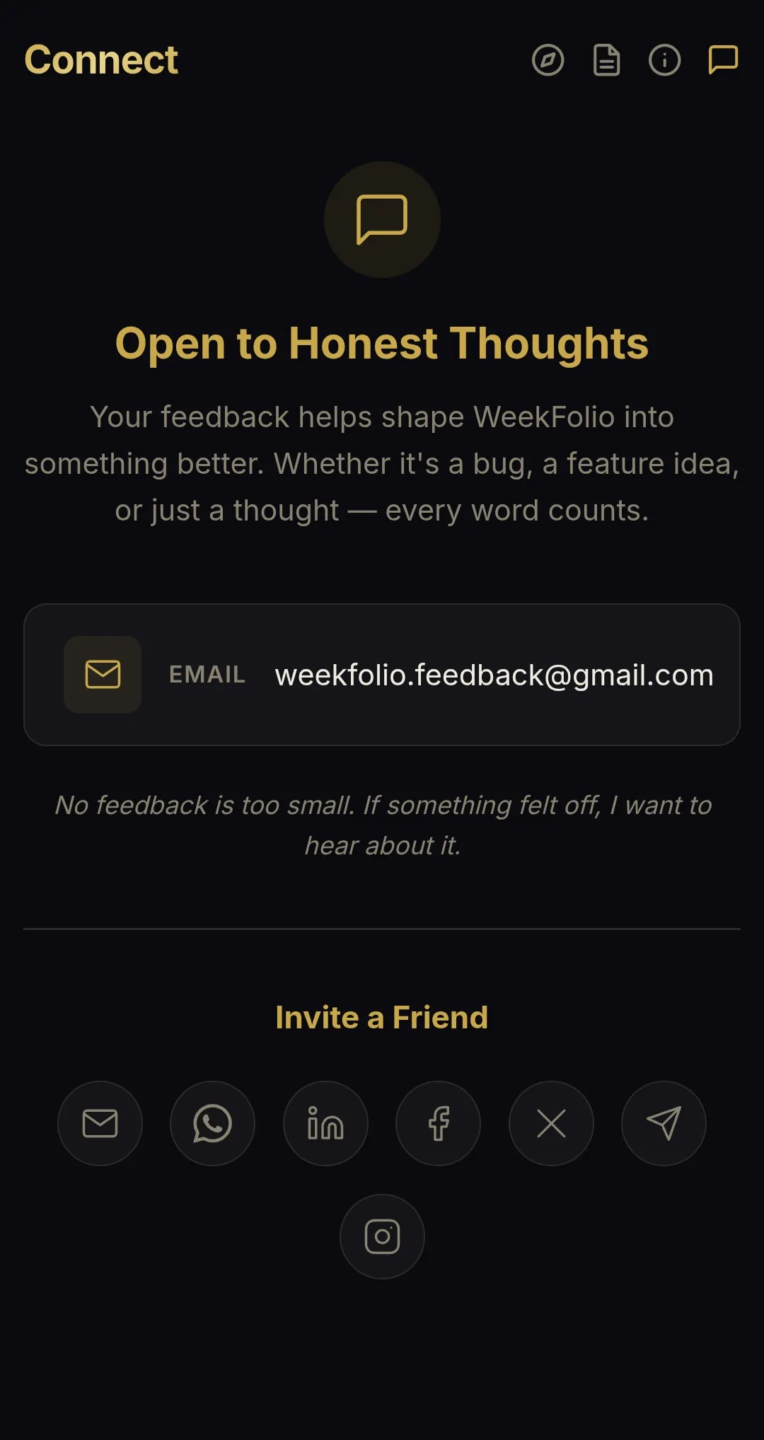 WeekFolio screenshot
