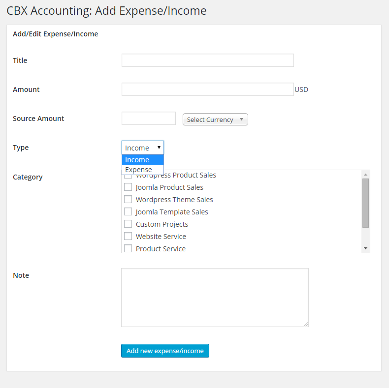 CBX Accounting for WordPress gallery image