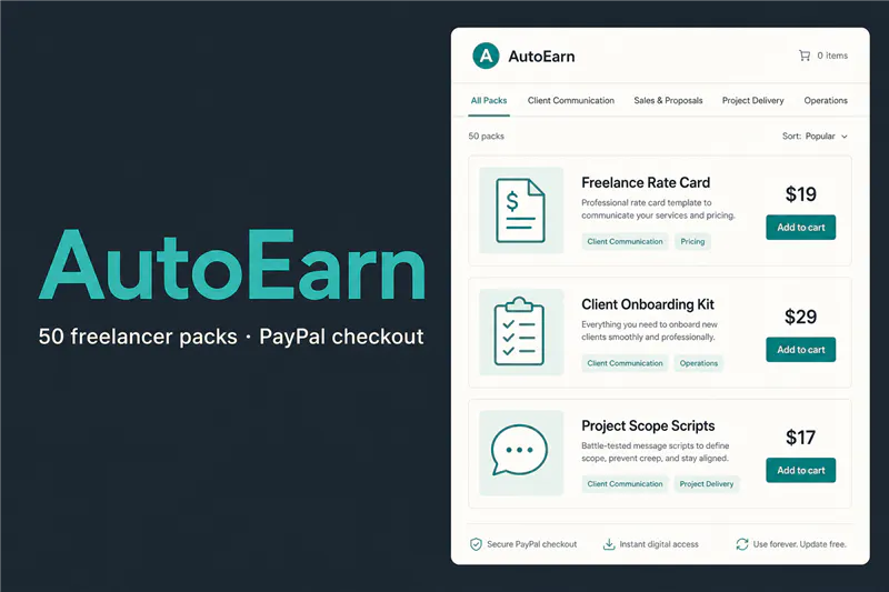 AutoEarn Freelancer Packs gallery image