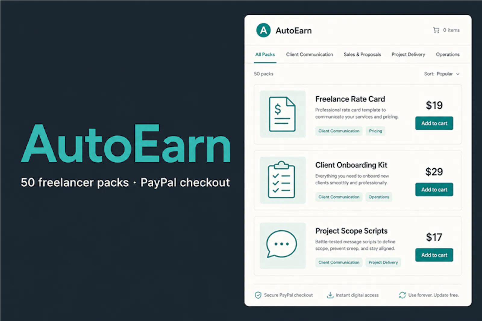 AutoEarn Freelancer Packs screenshot 1