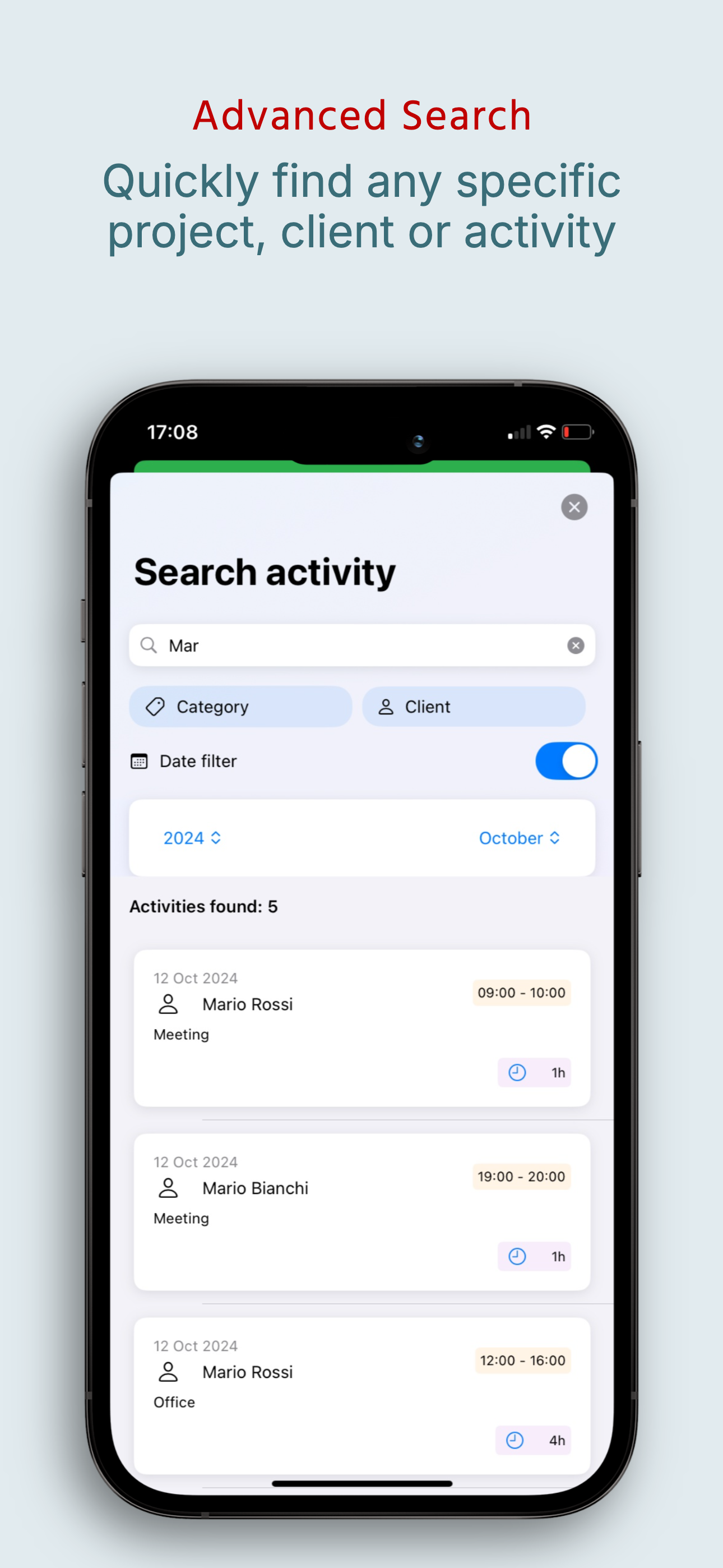 وسائط سجل النشاط الوظيفي - تتبع الوقت البسيط للعمال المستقلين على iOS 8