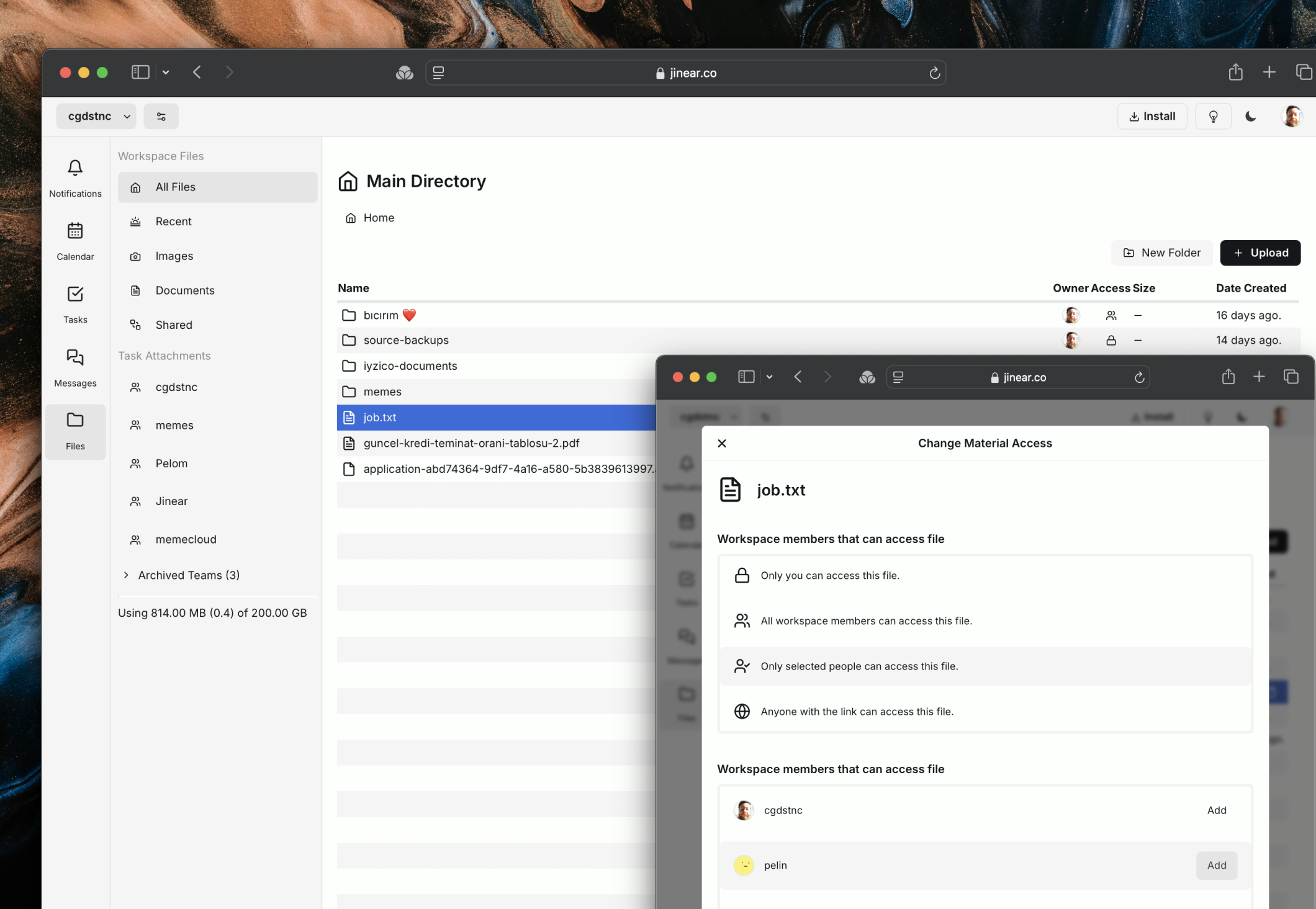 Jinear Open Source Business Hub - Main product screenshot demonstrating key features and user interface