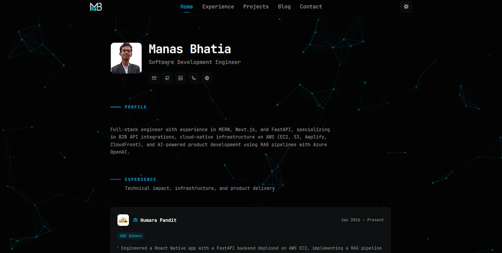Personal Portfolio-Manas Bhatia screenshot 1