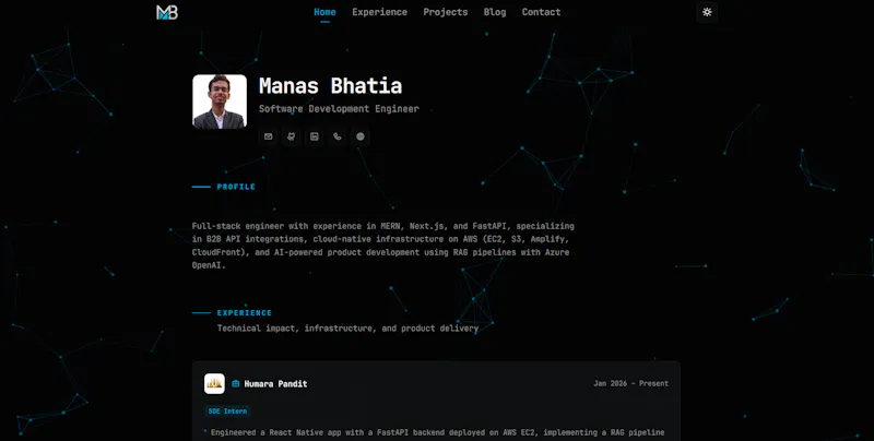 Personal Portfolio-Manas Bhatia screenshot 1