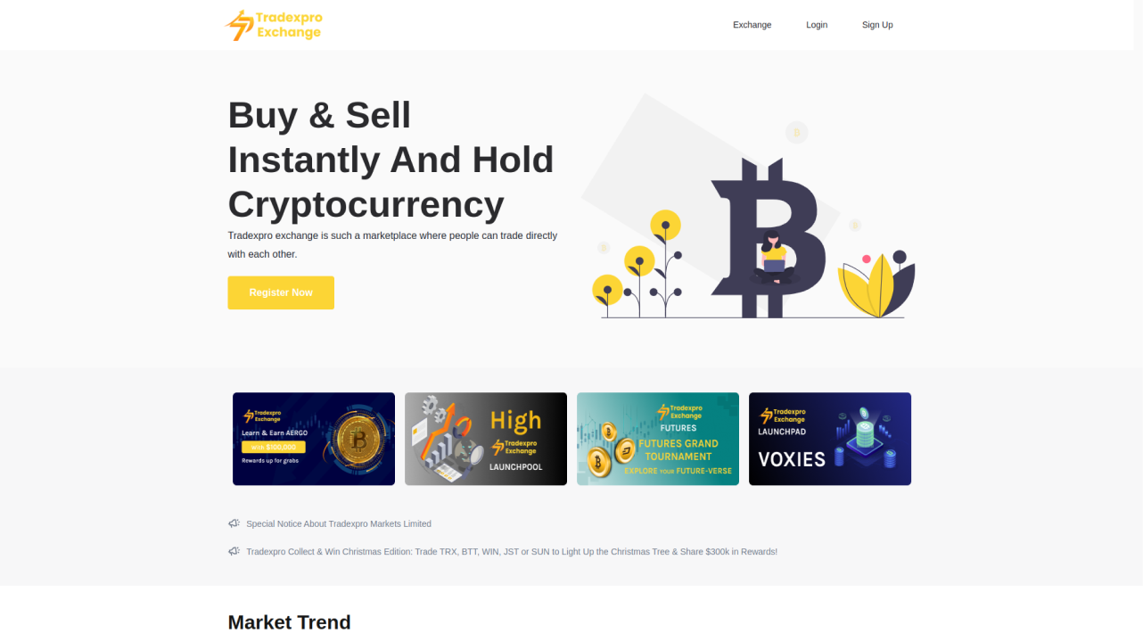 TradexPro Exchange - 암호화 구매, 판매 및 거래 플랫폼 미디어 3