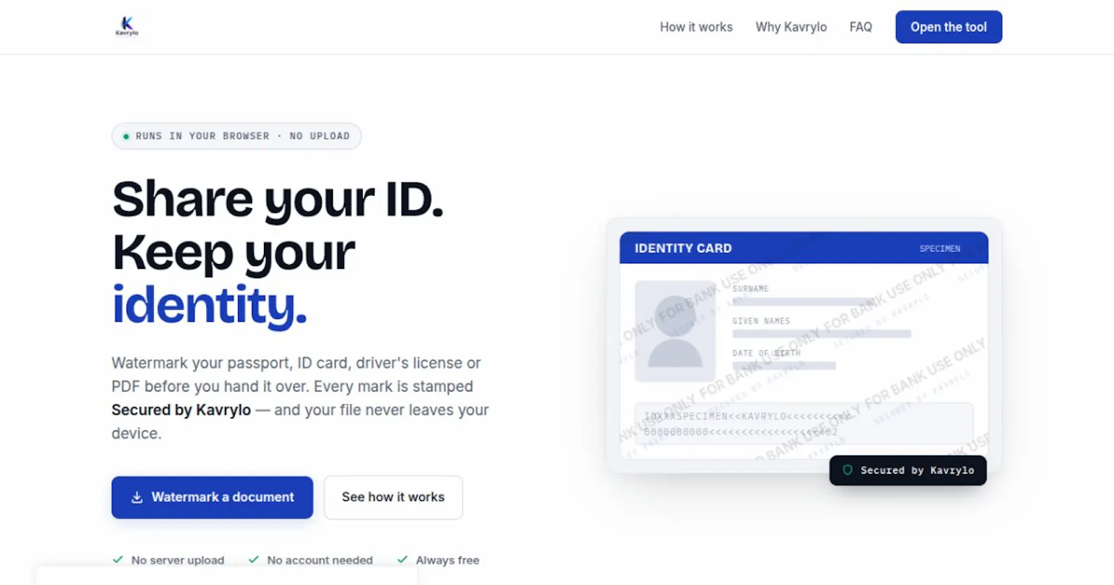 Kavrylo — Watermark Before Sharing screenshot 1