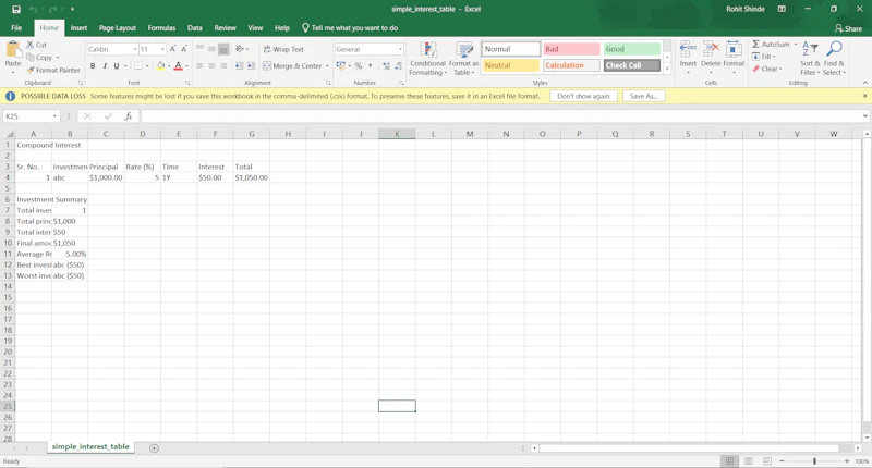 Simple Interest Calculator (Excel/PDF) screenshot 6