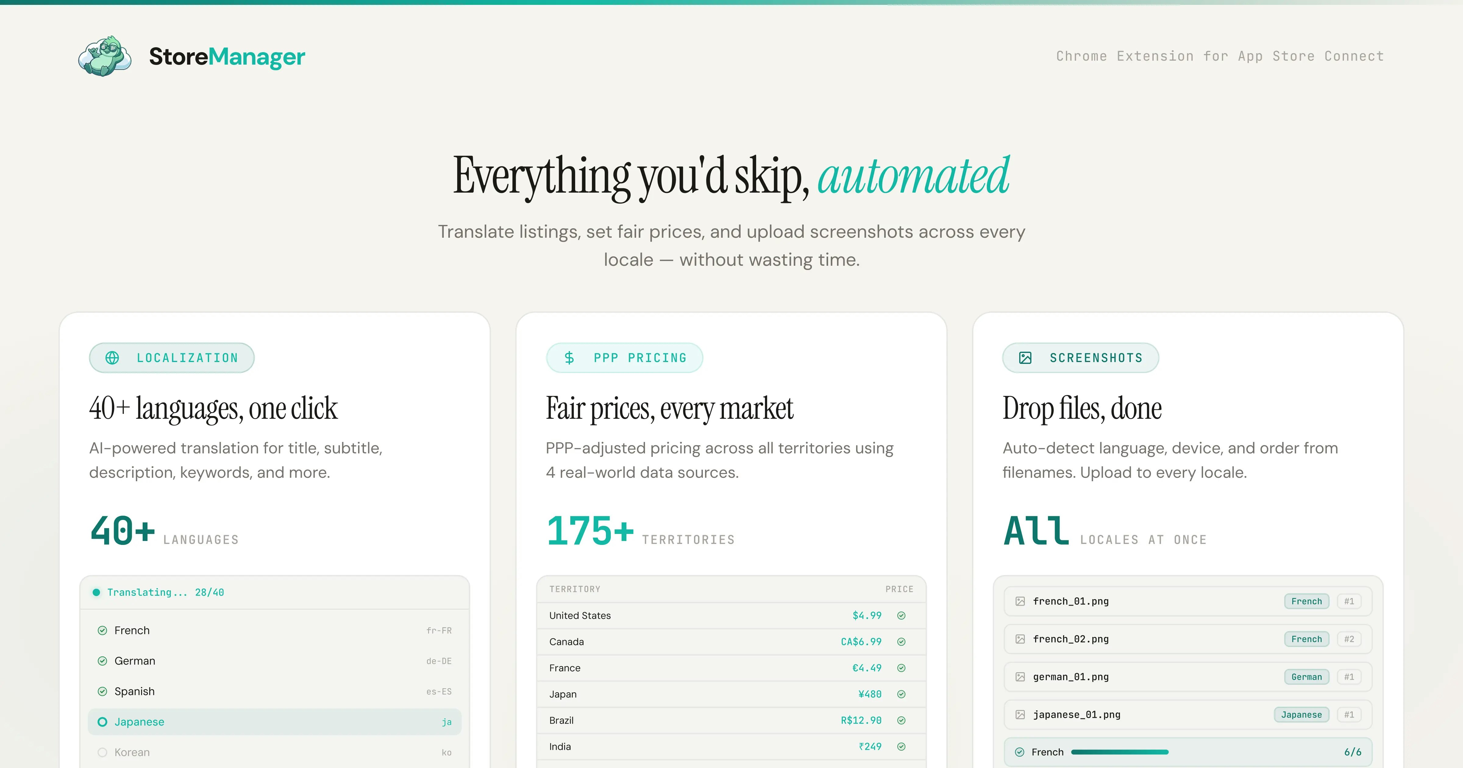 StoreManager - App Stores Automation - Screenshot 3 showing product features and functionality