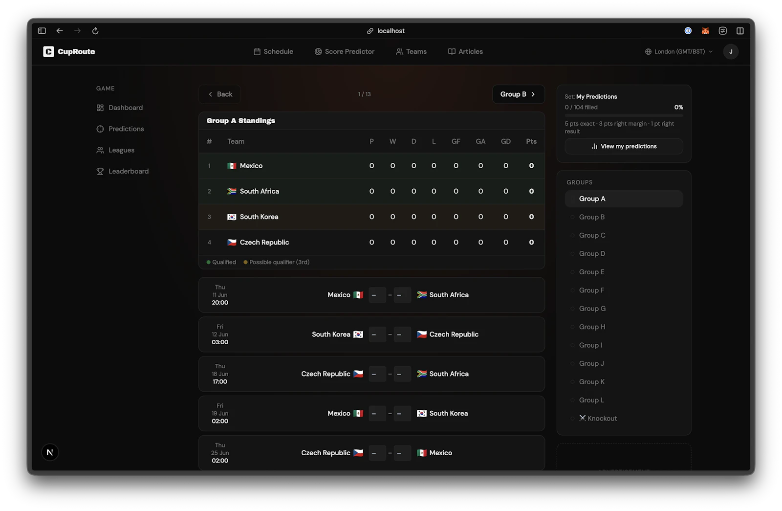 CupRoute - Score Predictor screenshot 3