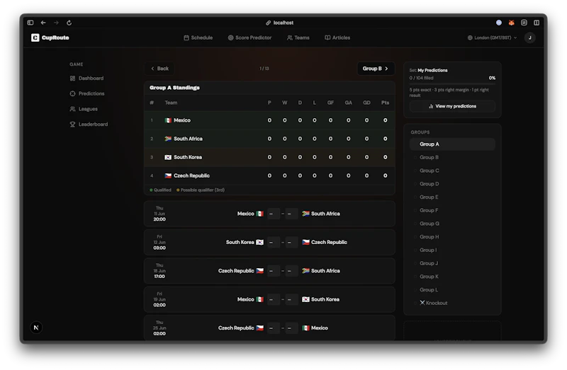 CupRoute - Score Predictor screenshot 3