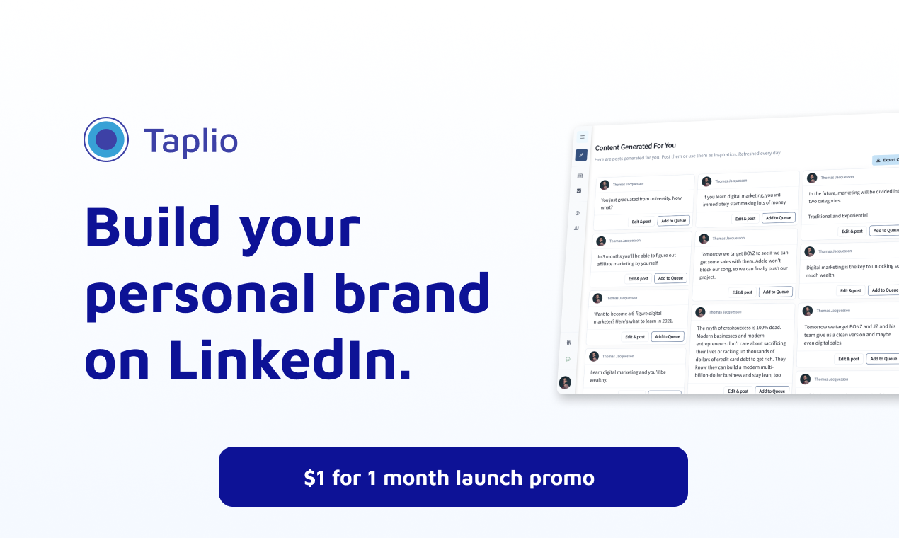 Taplio - The all-in-one tool to grow your personal brand on LinkedIn