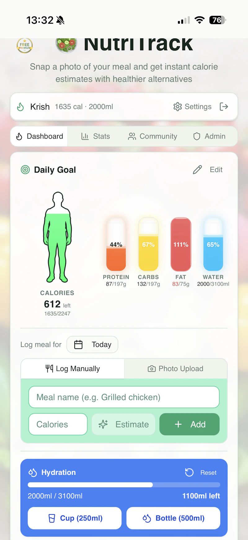 NutriTrack screenshot 1