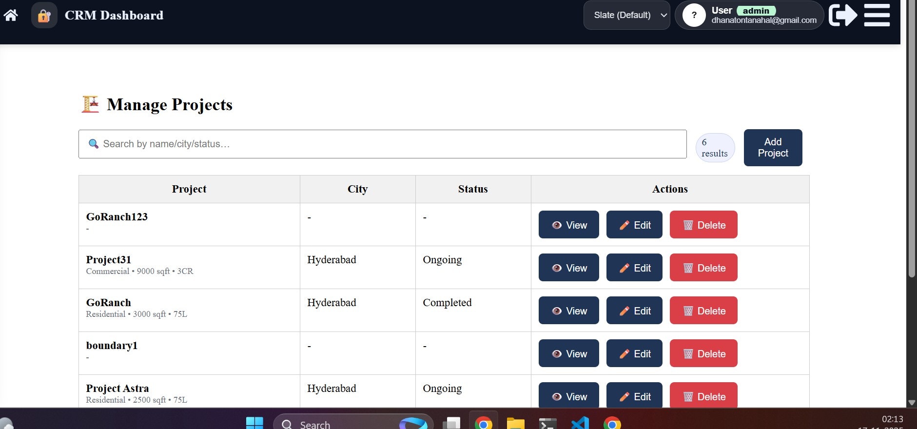 CRM App for Real Estate companies - Main screenshot showing features and interface