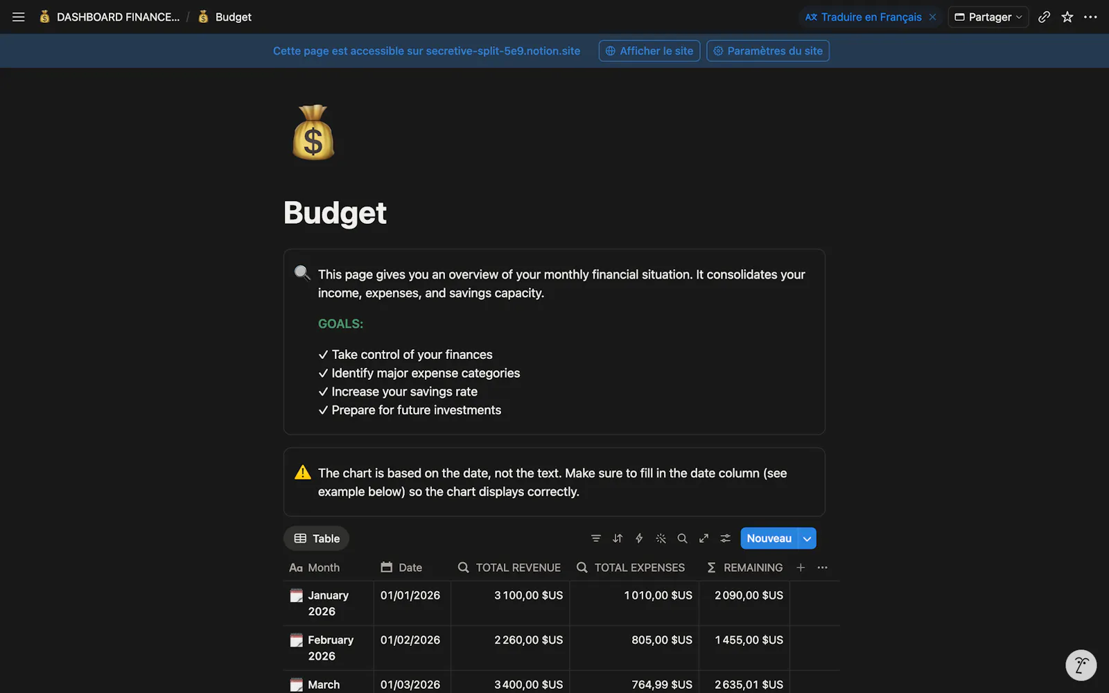 Investment Dashboard screenshot 2