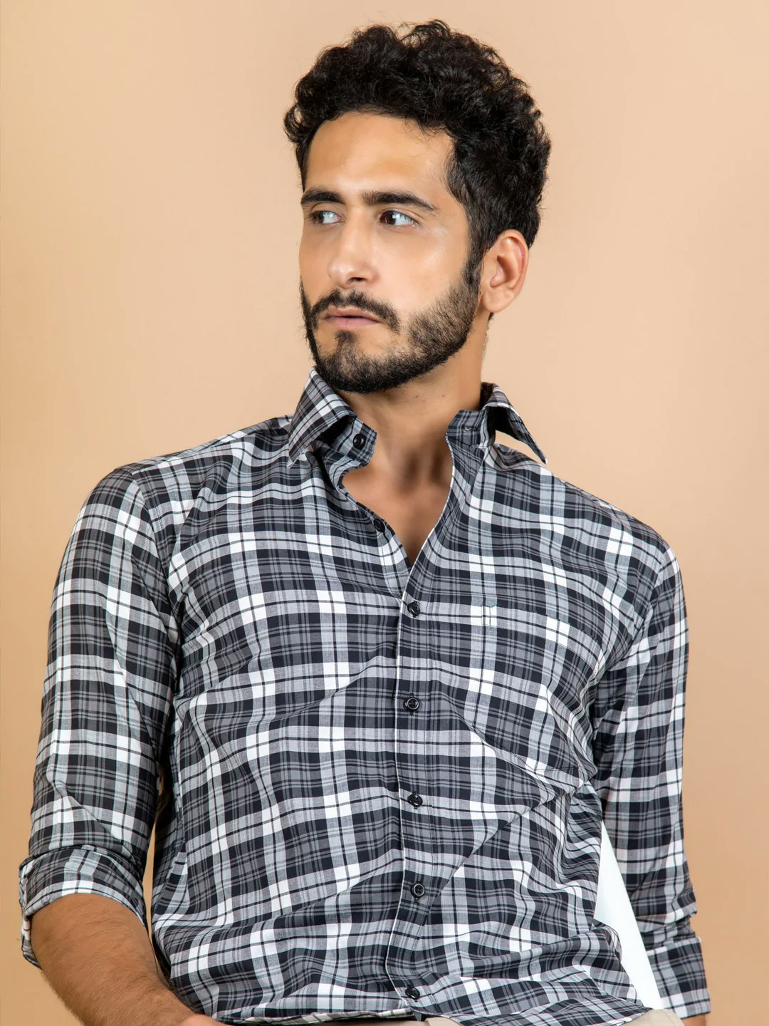 Burgundy Leaf Print Mens Shirt media 2