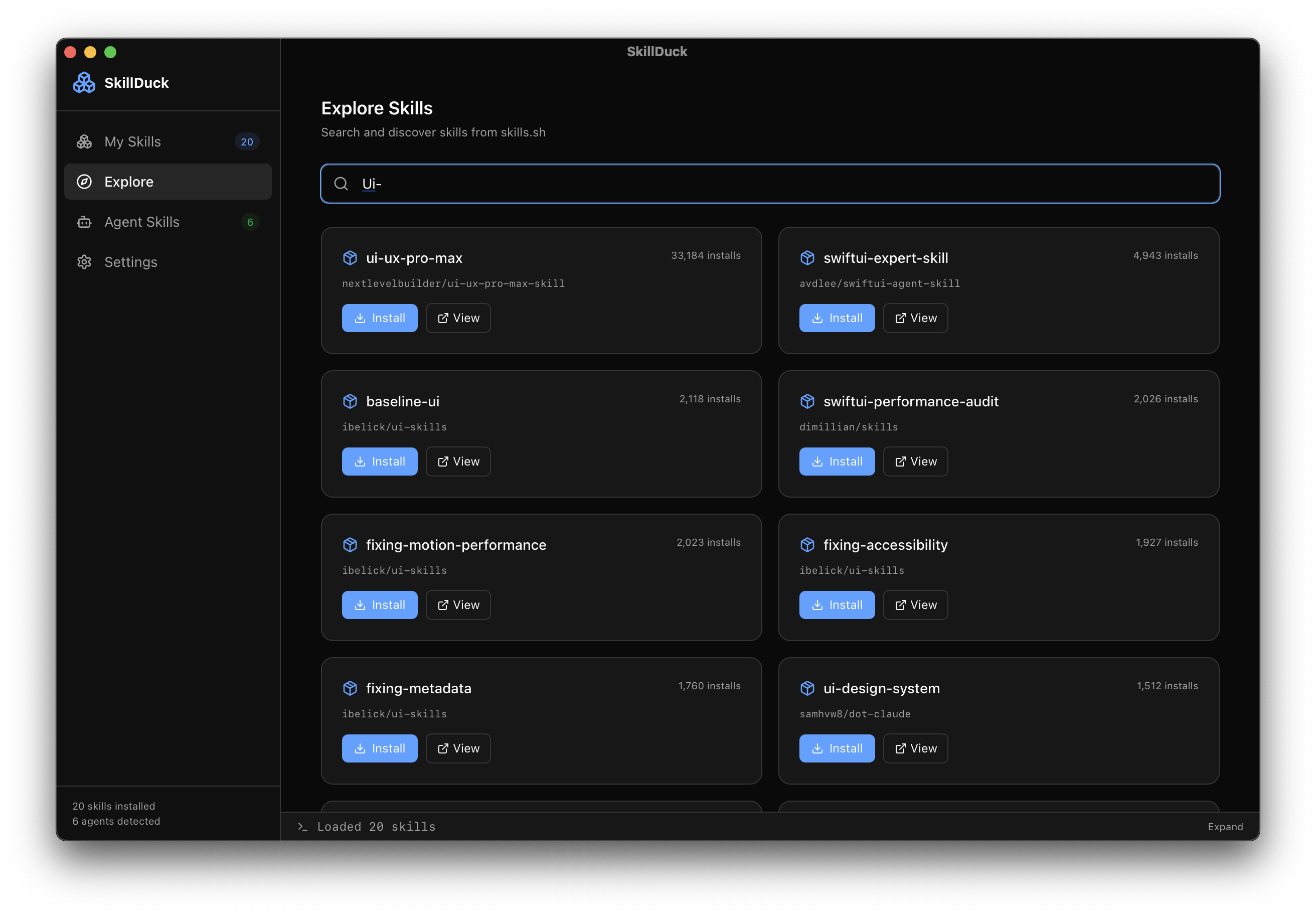 SkillDuck: The GUI for AI Agent Skills gallery image