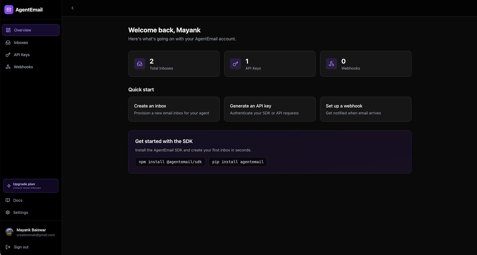 AgentEmail screenshot 3
