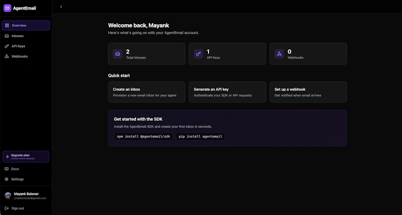 AgentEmail screenshot 3