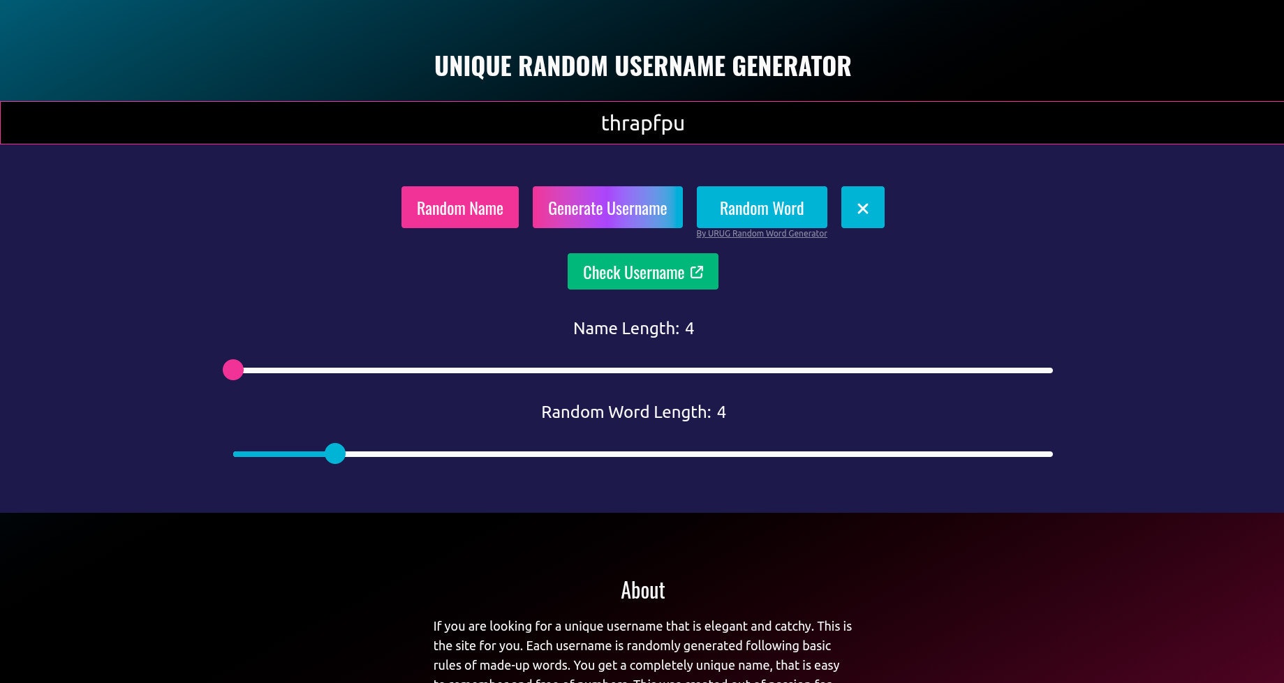 Unique Random Username Generator - URUG gallery image