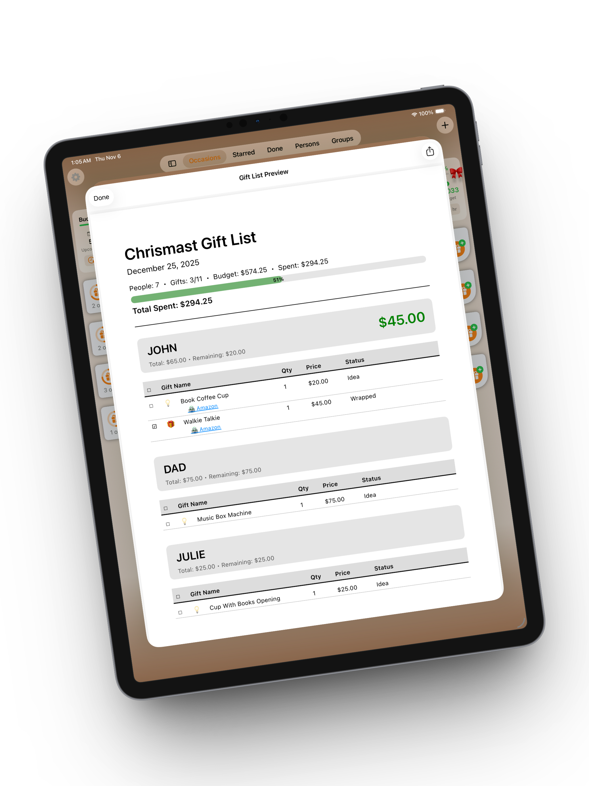 Gift List Planner & Tracker gallery image