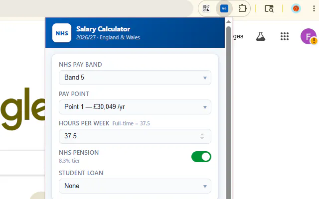 NHS Pay Calulator SS gallery image