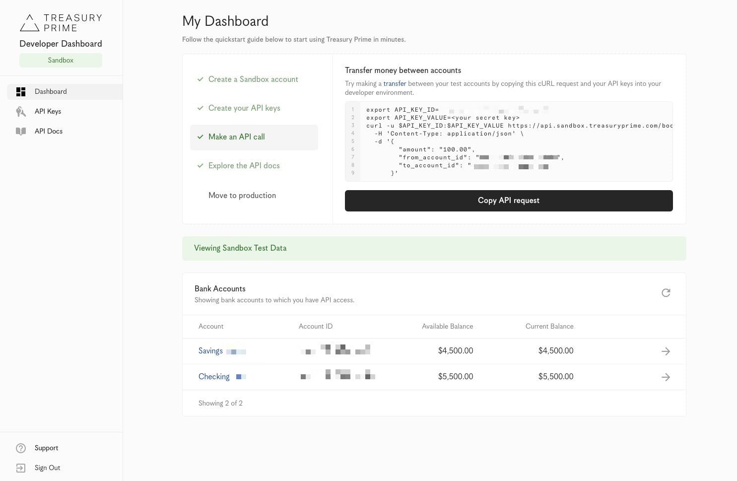 Treasury Prime Developer Sandbox media 1