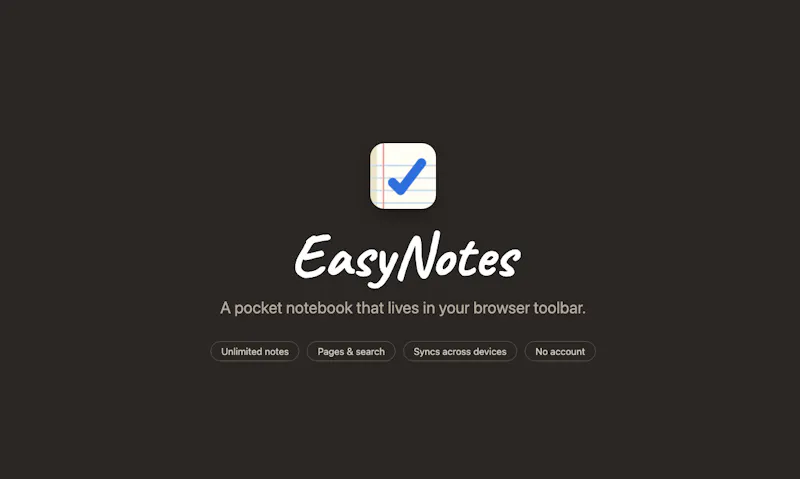 EasyNotes — pocket notebook for browser screenshot 1