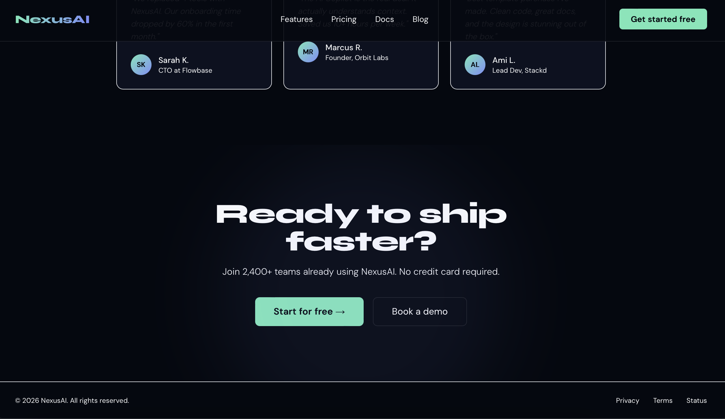 NexusAI SaaS Landing Page Template gallery image