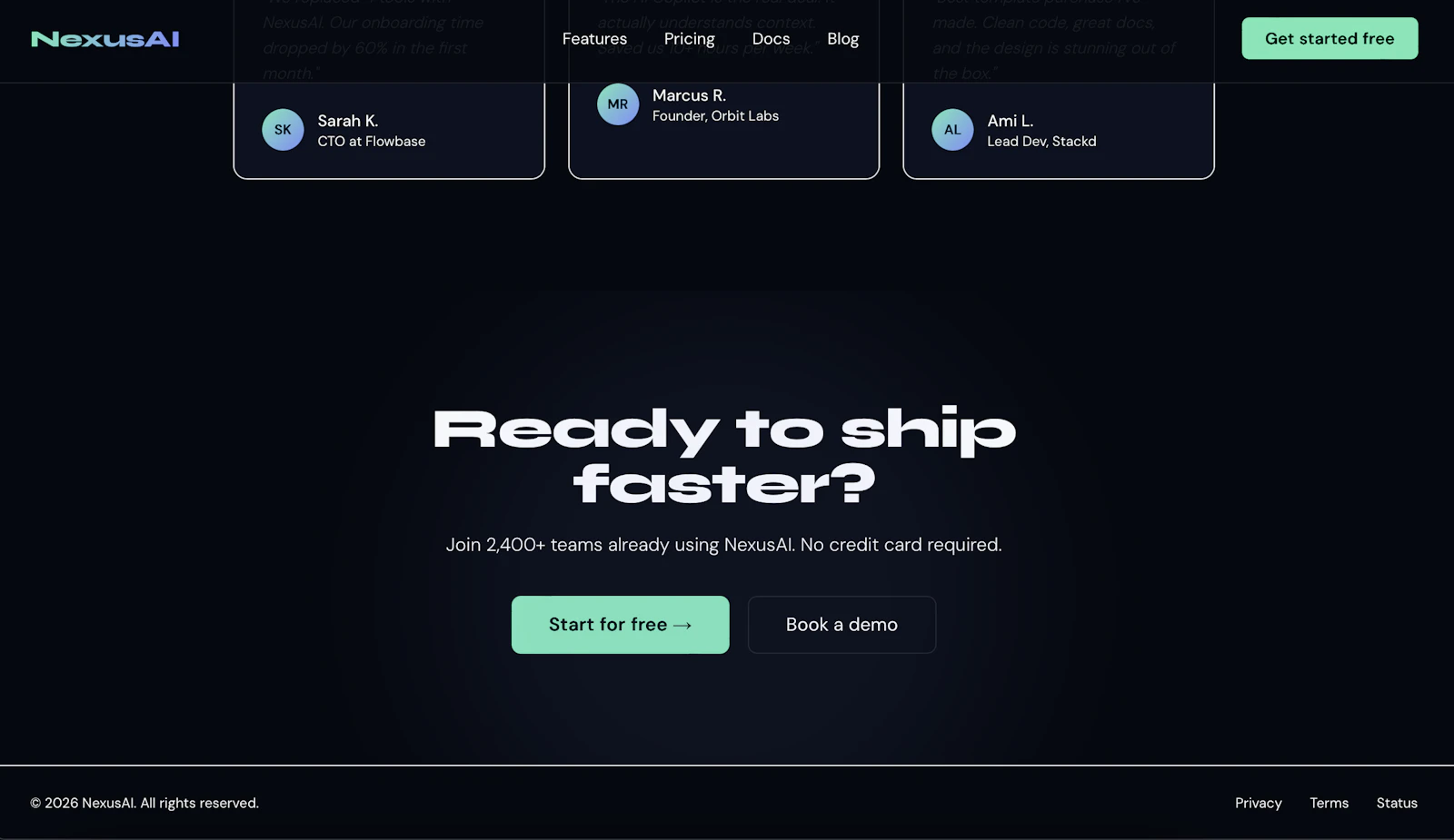NexusAI SaaS Landing Page Template screenshot 4