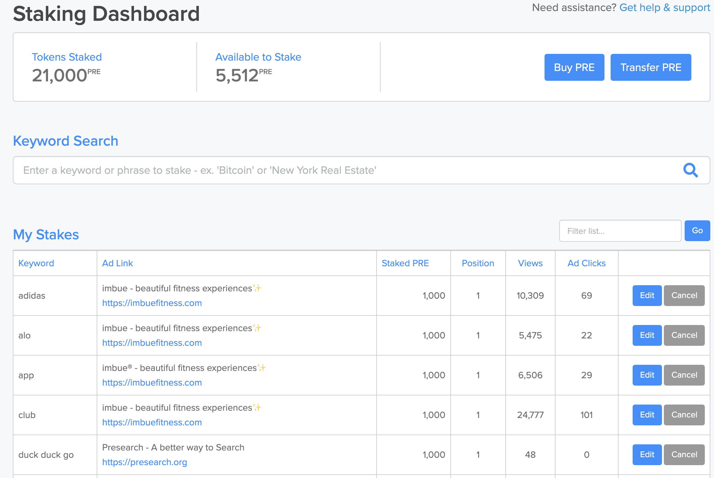 Presearch - Keyword Staking gallery image