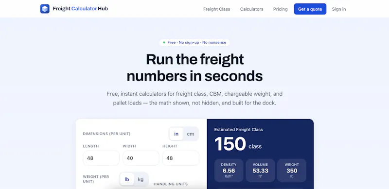 Freight Calculator Hub screenshot 1