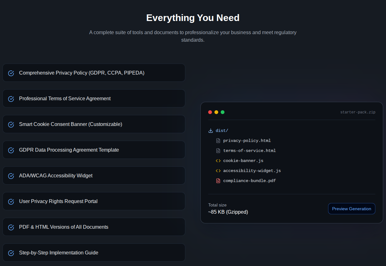Compliance Starter Pack - Screenshot 3 showing product features and functionality