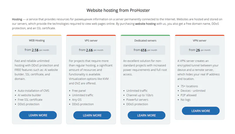 prohoster screenshot 2