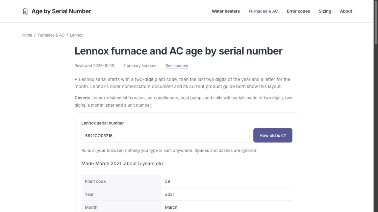 Age by Serial Number gallery image