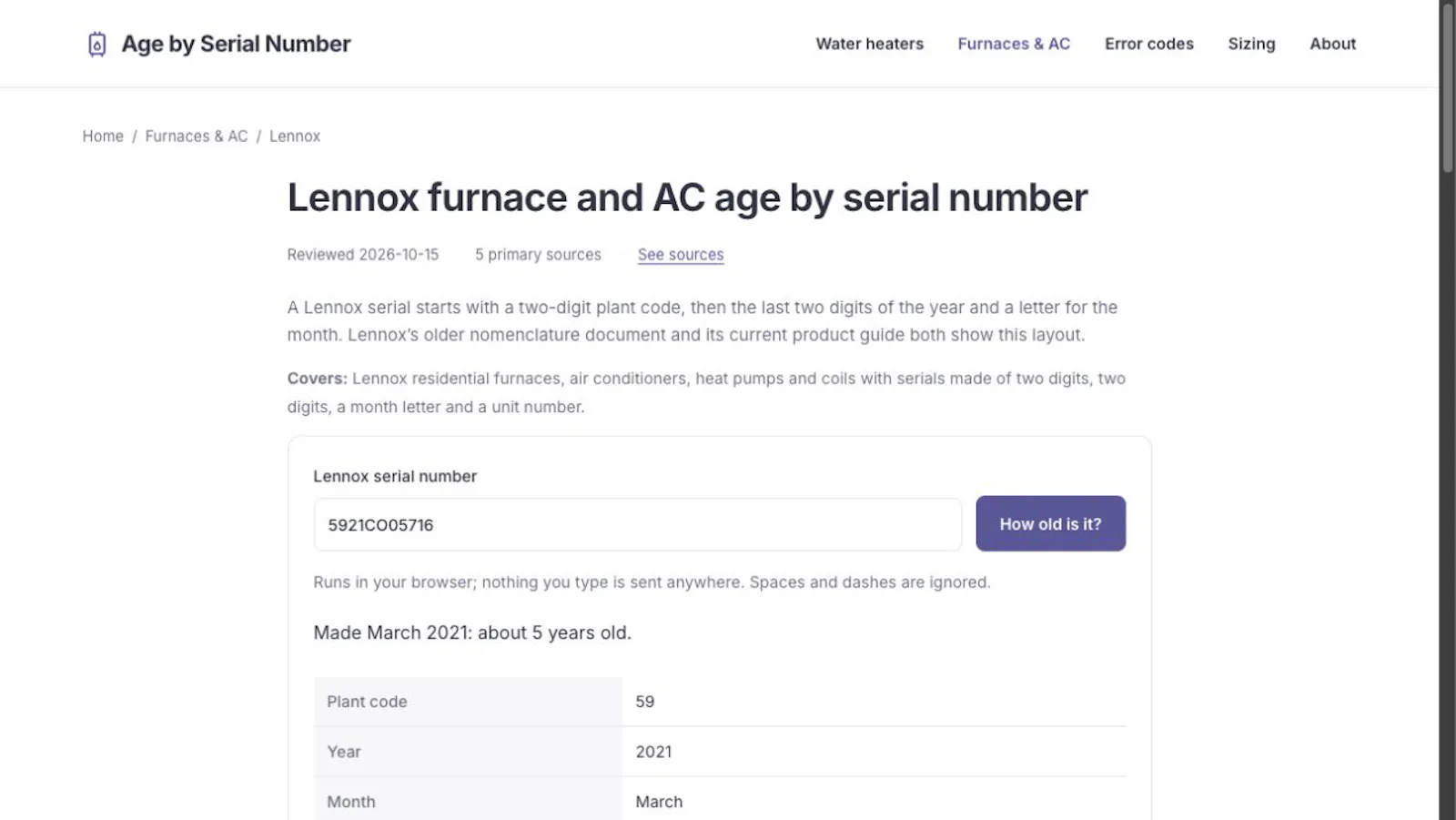 Age by Serial Number screenshot 2