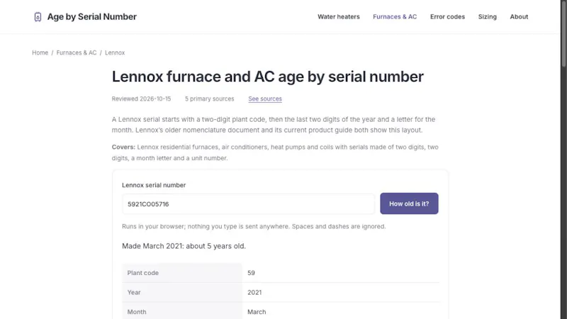 Age by Serial Number screenshot 2