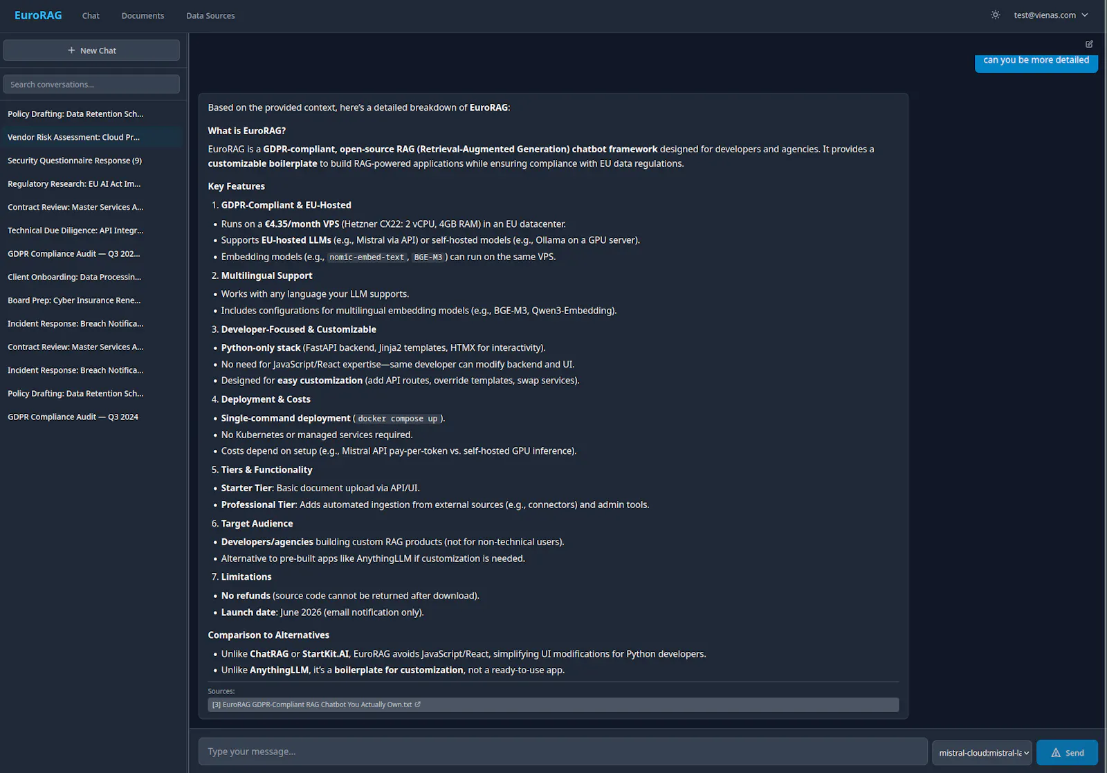 A self-hosted RAG chatbot boilerplate  screenshot 3