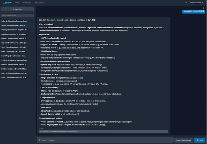 A self-hosted RAG chatbot boilerplate  screenshot 3