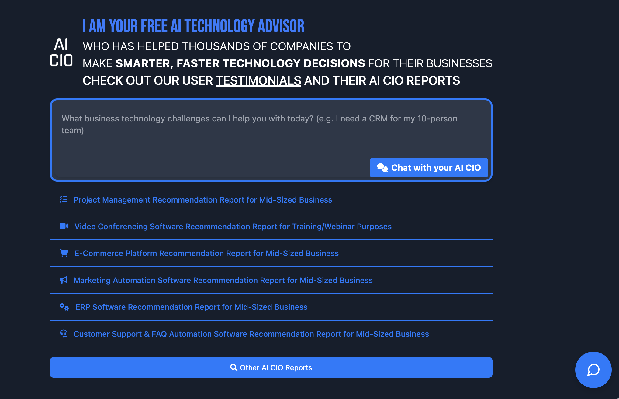 AI CIO, your free technology advisor  gallery image