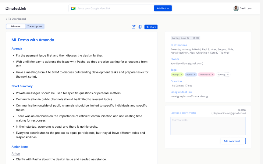 MinutesLink gallery image