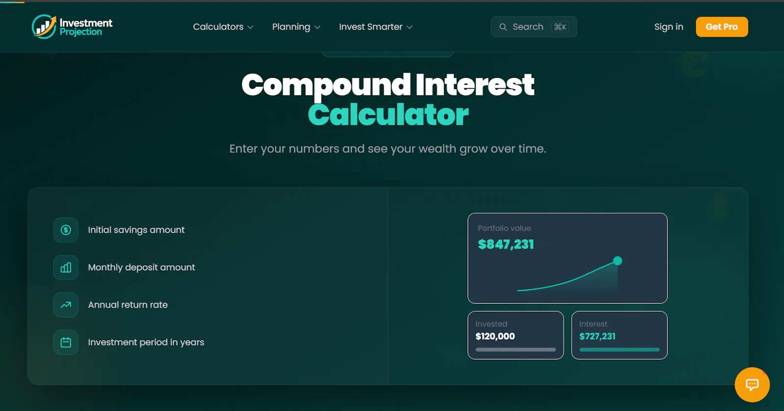 Investment Projection screenshot 2