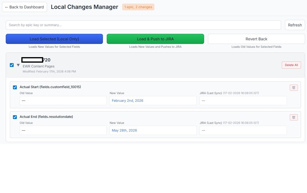 JIRA Epic Planning Dashboard - Screenshot 3 showing product features and functionality