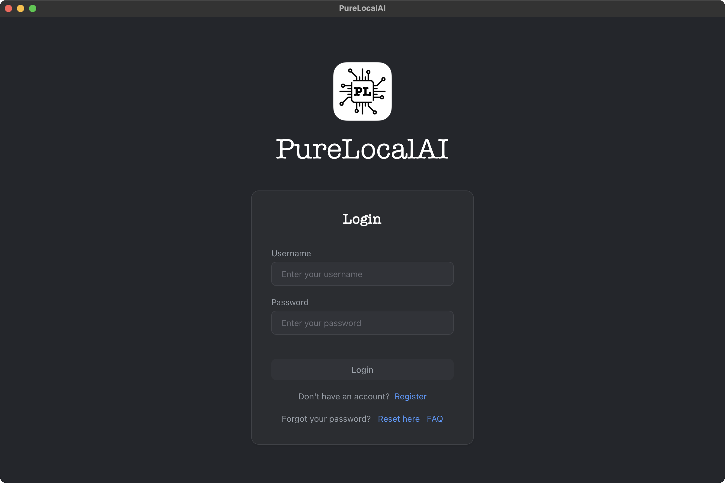 وسائط PURELOCALAI - منظمة العفو الدولية الخاصة على MAC على MAC - MAC AI غير متصل بالخصوصية الكاملة والمحادثات المشفرة 2