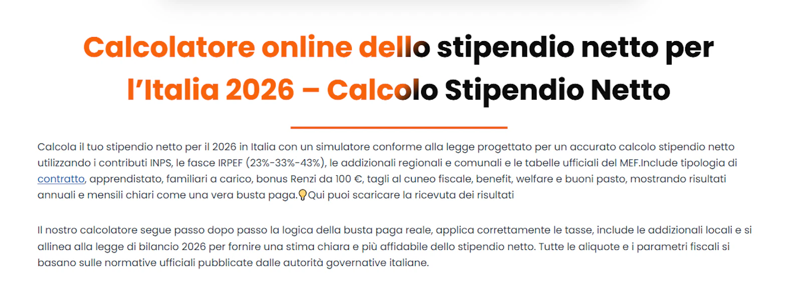 stipendiocalcolatore.it screenshot 2