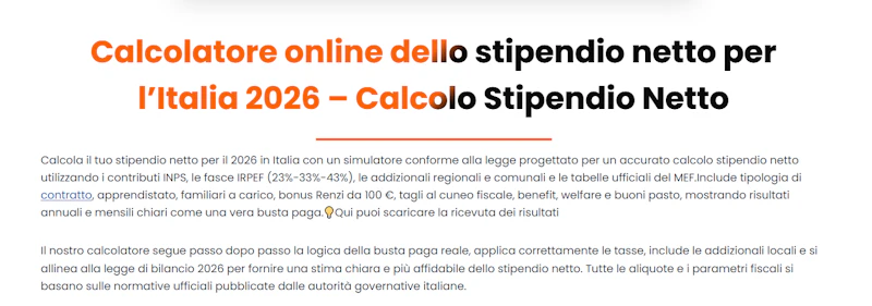 stipendiocalcolatore.it screenshot 2