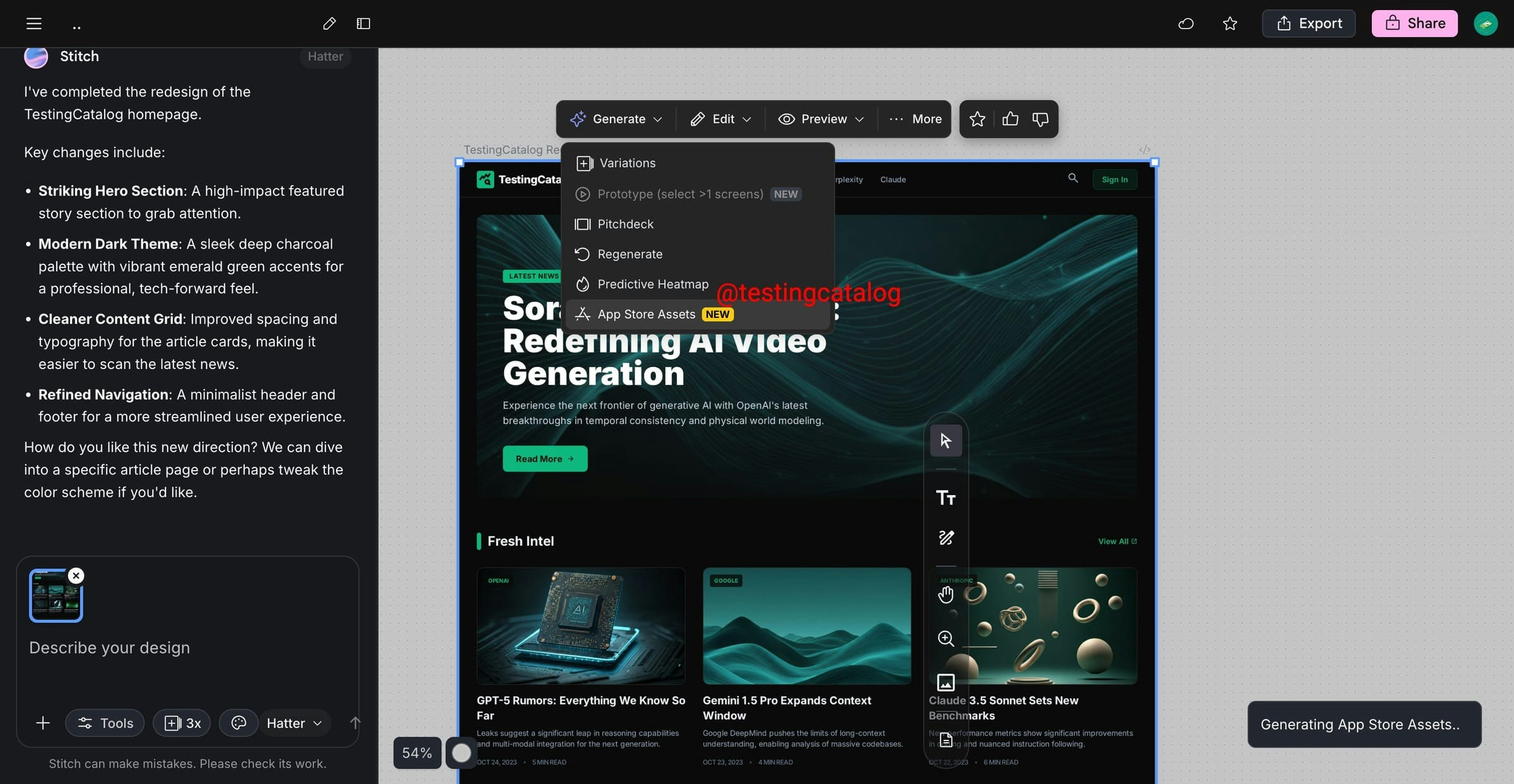 Stitch by Google - Screenshot 3 showing product features and functionality
