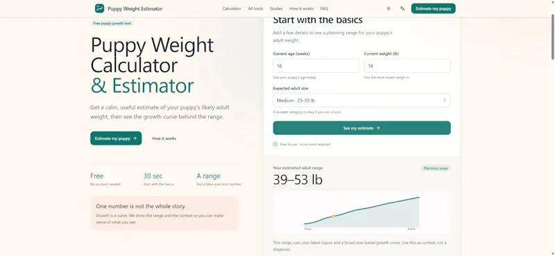 Puppy Weight Estimator screenshot 2