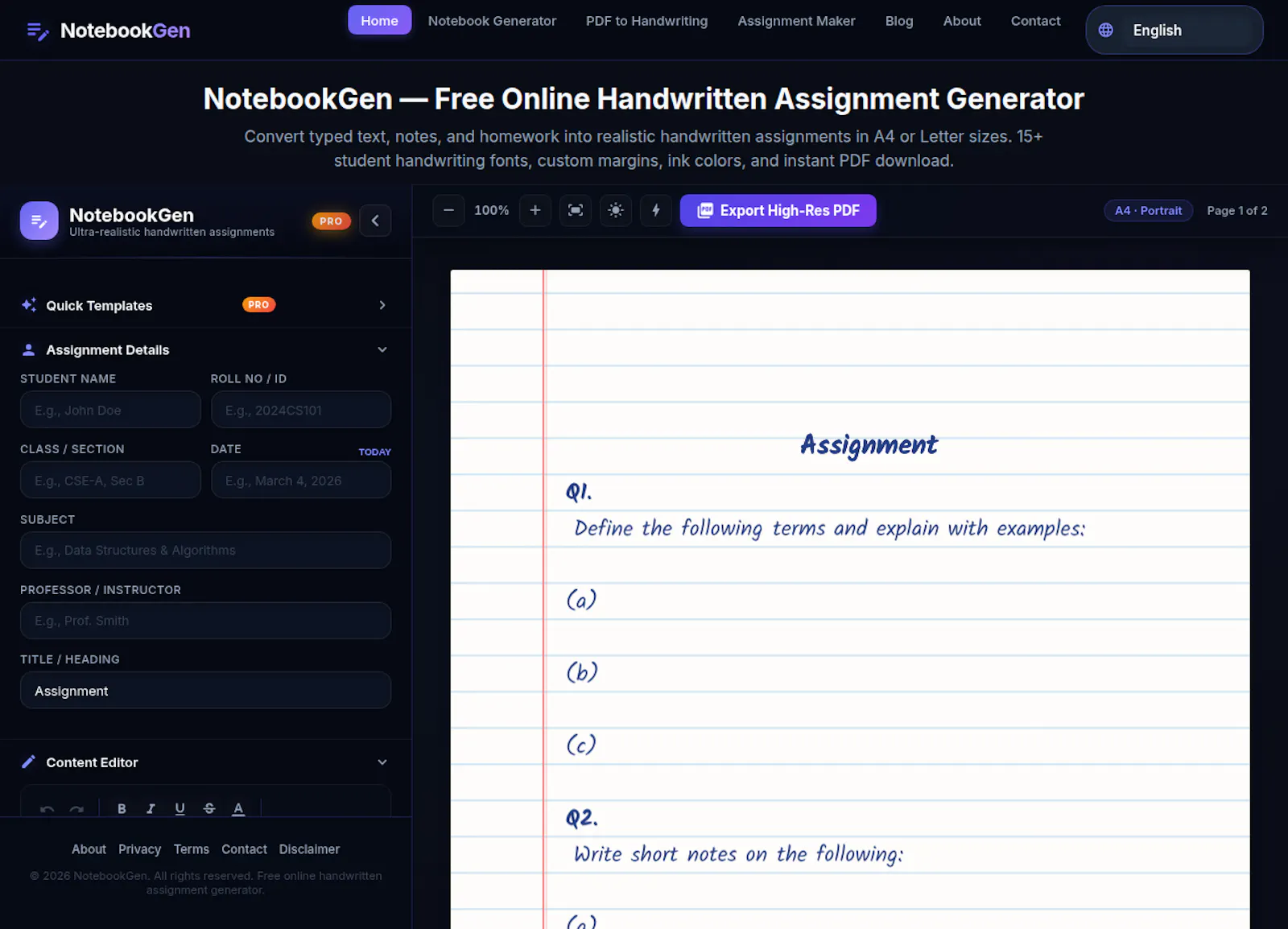 NotebookGen screenshot 1