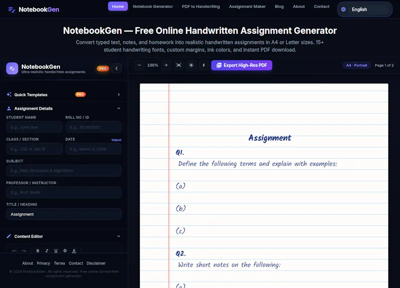 NotebookGen screenshot 1